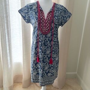 Bella Tu 🦋 Floral Blue Tunic Dress with Pink Accents